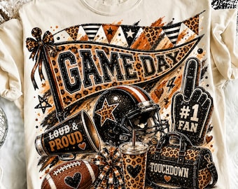 Brushstroke Game Day Football Png, Leopard Football Doodles, Football Mom Shirt Football Vibes Png, Touchdown Season Png, Game Day Vibes PNG