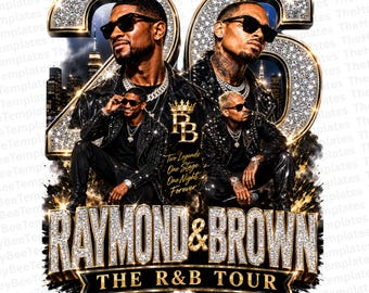 Usher and Chris Brown R&B Tour 2026 PNG, Raymond and Brown Concert Shirt Design, Vintage Bootleg Rap Tee Sublimation Digital File