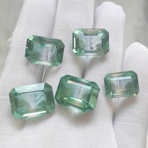 Set van 5 stuks Bio Color Mintgroene en transparante Ombré glazen smaragdgeslepen edelstenen, geschikt voor sieraden.