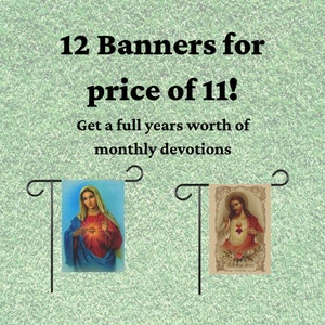 Year of Catholic Garden Banner Flags, 12 monthly devotions