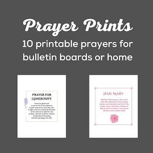 Prayer printables for bulletin board or home display