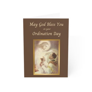 Carte d'ordination pour prêtre catholique, avec carte sainte vintage