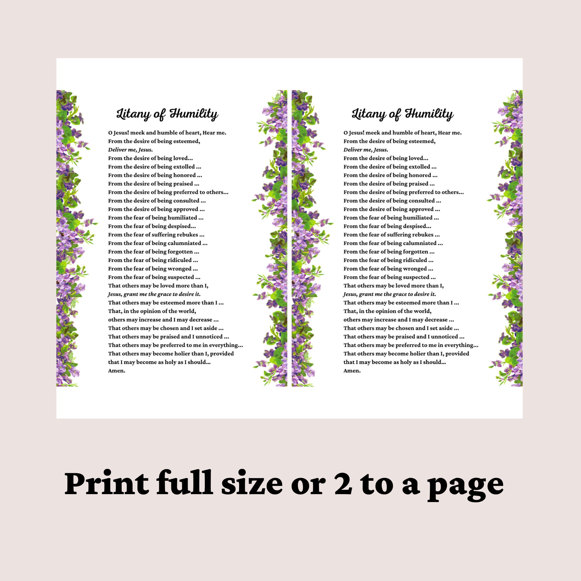 Litany of Humility Printable PDF Etsy