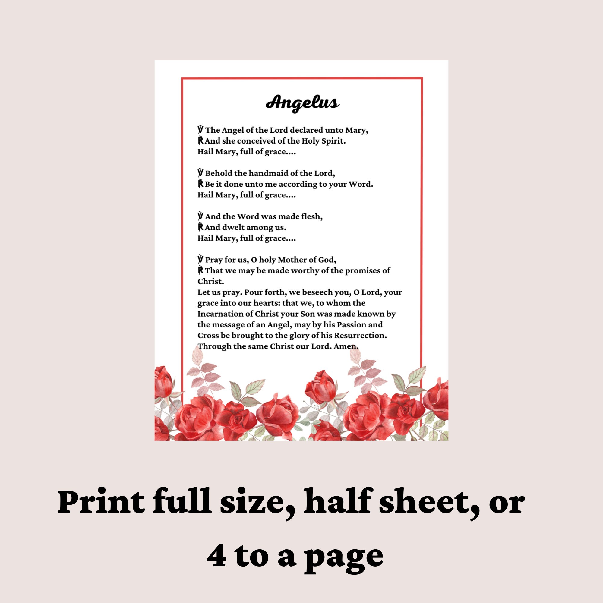 Angelus Prayer Printable Etsy