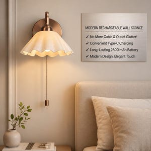 Uppladdningsbar vägglampa, Sladdlös LED-lampa, Dragkedja, Läslampa vid sängen