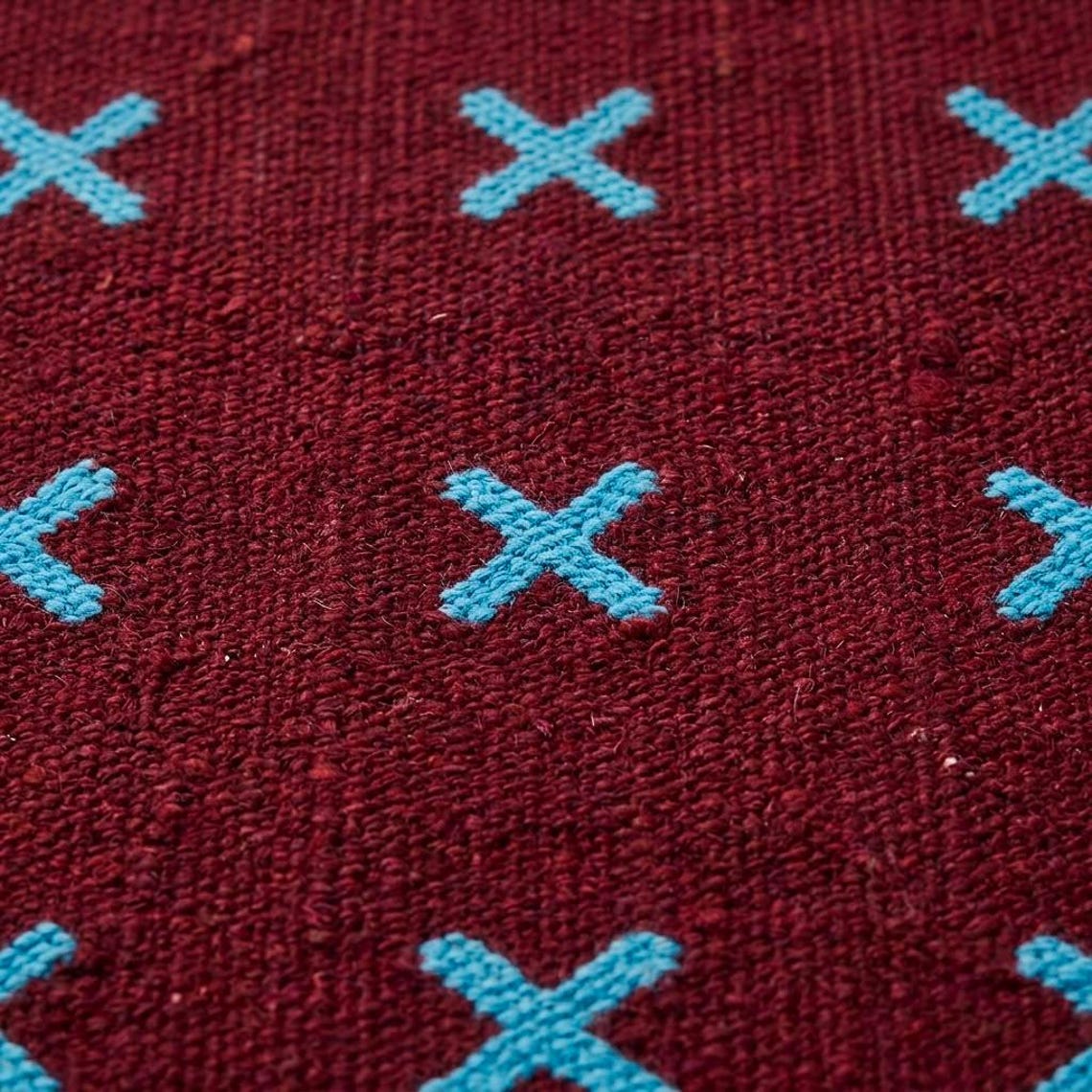 Kilim Rug Patterns Handwoven Kilim Rug, Burgundy Red X Pattern Wool Flatweave Area Rug ...
