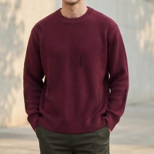 Pull en maille brodée pour homme, col rond, coupe décontractée, manches longues, haut décontracté automne-hiver, pull minimaliste pour homme, cadeau pour lui
