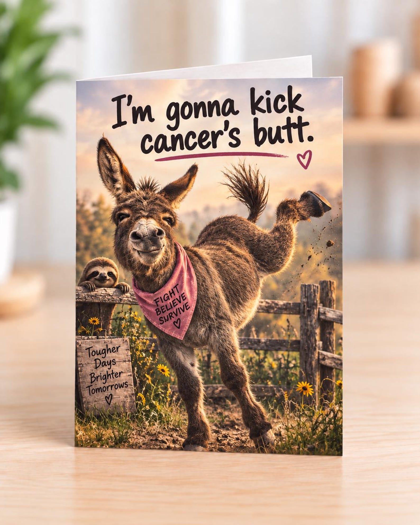 Funny Cancer Support Card, Donkey Encouragement, Get Well Greeting (S2 ...