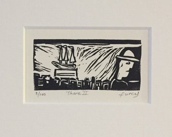 Shore 2 - Signed Limited Edition Lino Print by Kathleen Furey.