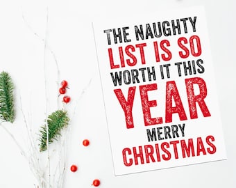 The naughty List Christmas Card Funny Joke Greeting Card