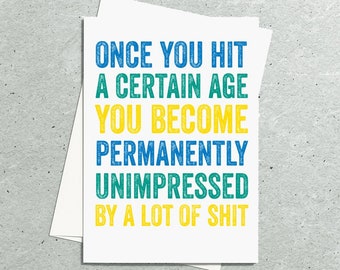 Birthday Unimpressed Funny Typographic Contemporary Letterpress Inspired Greetings Card