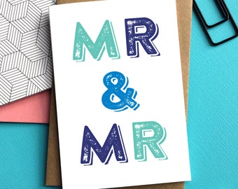 Mr & Mrs typographic Wedding Celebration Contemporary letterpress inspired Greetings Card DYPW024
