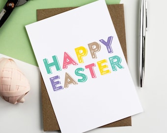 Happy Easter Typographic Contemporary Colourful Greetings Card