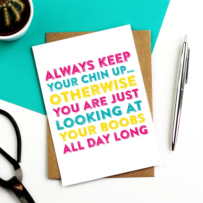 Keep Your Chin Up Get Well Greetings Card Letterpress Etsy