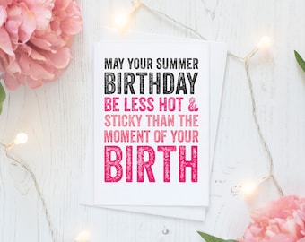 Happy Summer Birthday Sticky Mess Funny Typographic Contemporary Letterpress Inspired Greetings Card