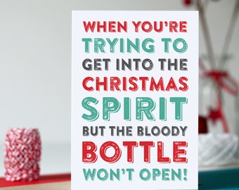 Merry Christmas I'm Dreaming of a White Christmas Cheeky Typographic Funny British Inspired alcohol Greetings Card DYPCH16
