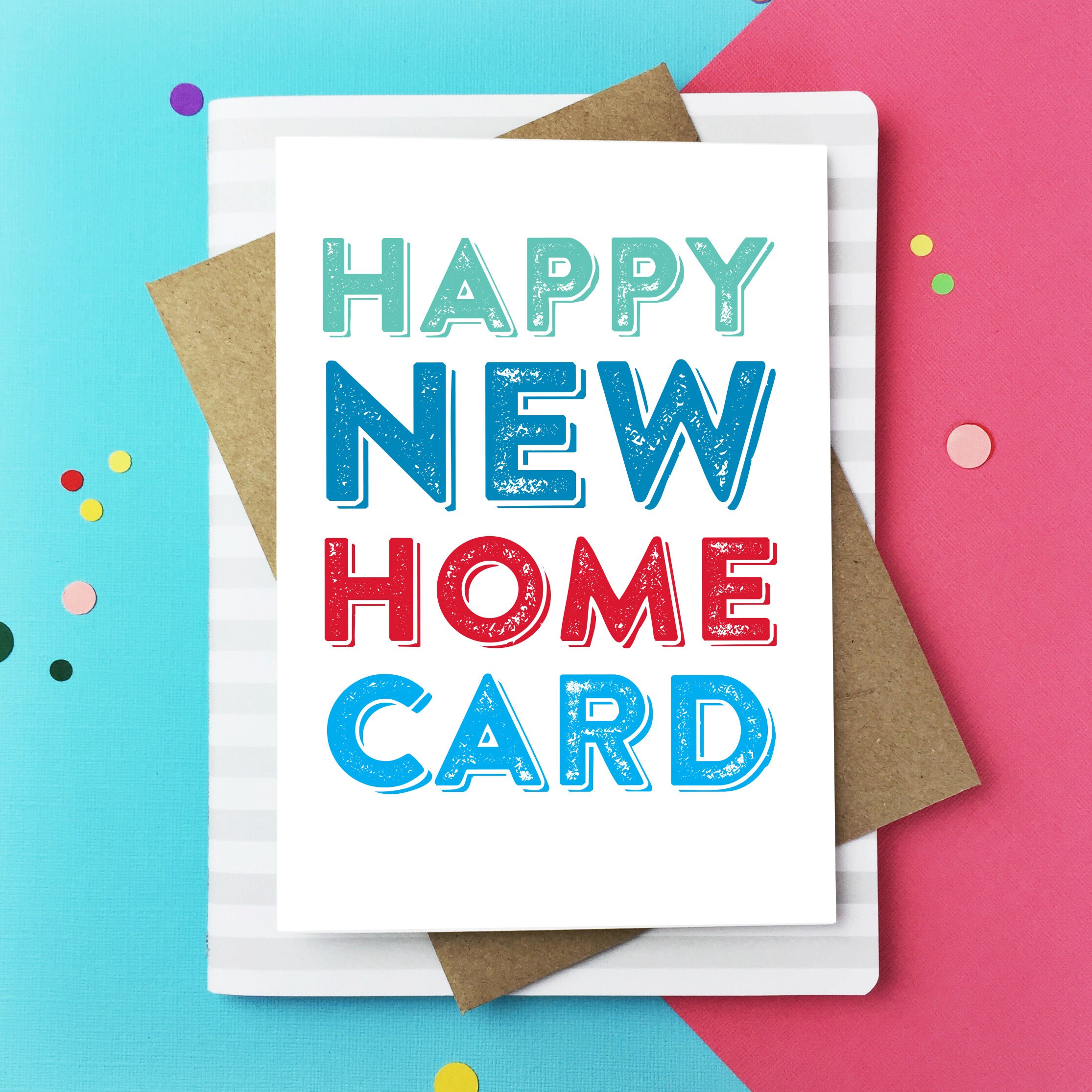Happy New Home Card Contemporary Typographic New Home Etsy