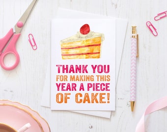 Thank You Teacher Piece of Cake Letterpress Inspired Thank You Teacher Card