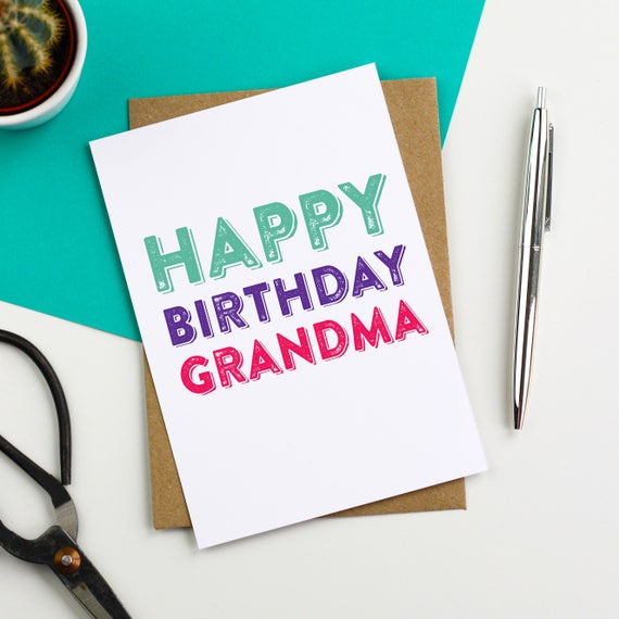 Joyeux Anniversaire Mamie Belle Contemporaine Typographie Etsy