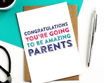 Congratulations You're Going To Be Amazing Parent New Baby Joke Contemporary Typographic Card DYPNB002
