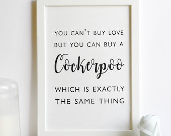 Pet Print You Can't Buy Love But You Can Buy Personalised Dog Print A4 Typographic Pet Print