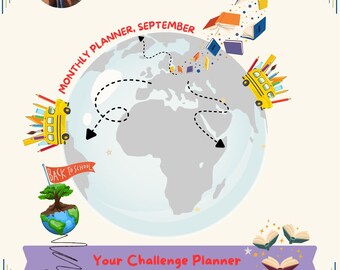 Kids September Planner Printable | Challenges, Journal and Games PDF | Back to School Activities Ages 8+ | Roxane & Axro