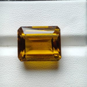 Citrine Gemstone Loose Stone, Golden Yellow Rectangular Emerald Cut, Faceted Gemstone for Jewelry Making