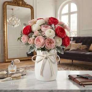 Vaso de flores com design de laço, vaso decorativo branco, vaso de plástico moderno, centro de mesa para casamento, vaso para decoração de casa, decoração para sala de estar e escritório.