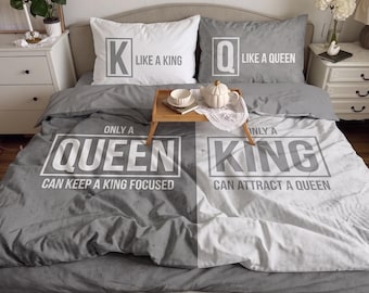 Grappige katoenen beddenset voor kingsize en queensize bedden, dekbedovertrek voor stellen, jubileumcadeau