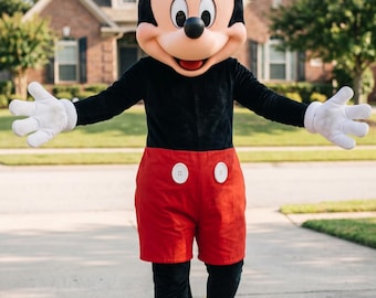 Disfraz de mascota de Mickey Mouse hecho a mano, traje de cosplay para adultos, traje de cuerpo completo del personaje para la Comic Con, convención, espectáculo en vivo, fiesta y uso diario.