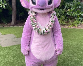 Rosa Alien maskotkostym för vuxna cosplay-dräkter handgjorda Angel Stitch-dräkter för Comic Con-konferensens scenframträdande och temaevenemang, gåvor för fans