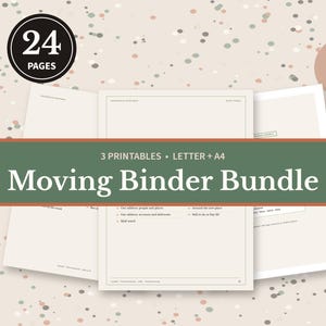 Moving Binder Printable Bundle, Change of Address Checklist First 30 Days, Moving Inventory Checklist, PDF Letter A4