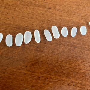 15 White Long Sea Beach Glass Pieces Craft Supply Bulk, Seaglass Lot, Mosaic Supply