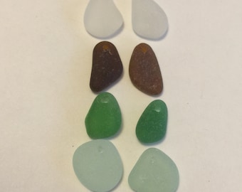 Real Genuine Sea Glass Pairs Top Drilled Earrings Sets, Seaglass Lot, Beach Glass Genuine, Jewelry Making Supply