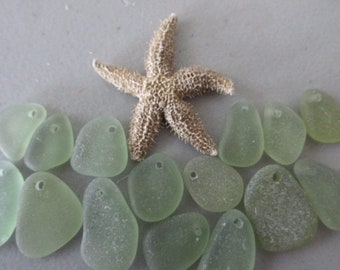 Real Sea Glass Bulk, Soft Green Top Drilled, Genuine Sea Glass, Jewelry Supply, Earrings Supply, Canadian Beach Glass