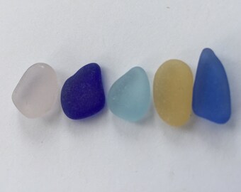 Assorted Sea Glass Jewelry Supply GENUINE Vintage - 5 Small Beach Sea Glass Lot Pieces Jewelry