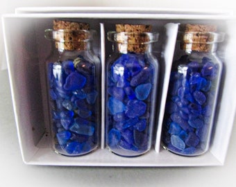 Blue Sea Glass Genuine in Bottles Gift Beach Glass, Wedding Guests Gift, Party Housewarming Gift