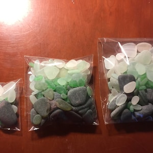 Bags of sea glass various sizes, Genuine Beach Glass Bulk