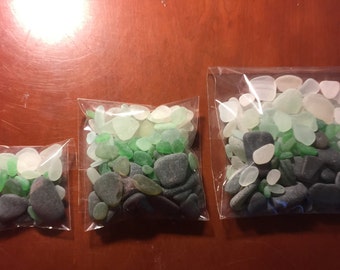 Bags of sea glass various sizes, Genuine Beach Glass Bulk