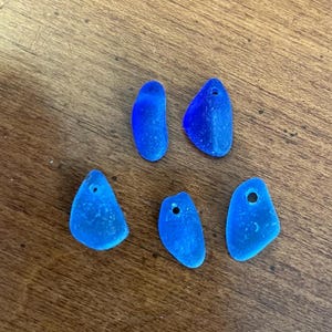 Blue Sea Beach Glass Top Drilled Jewelry Supply, Sea Glass Jewelry Making