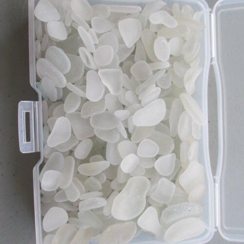 500 Sea shops Glass Bulk for Art Jewelry Supply, White Seaglass Lot Beach Glass, Small Medium Large