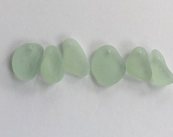 Top Drilled Soft Green Sea Glass Bulk jewelry supply, Beach Glass, Genuine Sea Glass for Mobile