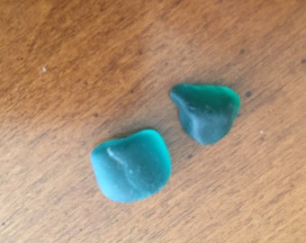 2 véritables verres de mer vert, verre de plage en vrac, fournitures d'art pour bijoux artisanaux