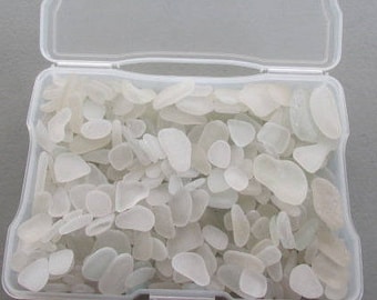 Spring Sale 500 Sea Glass Bulk for Art Jewelry Supply, White Seaglass Lot Beach Glass, Small Medium Large