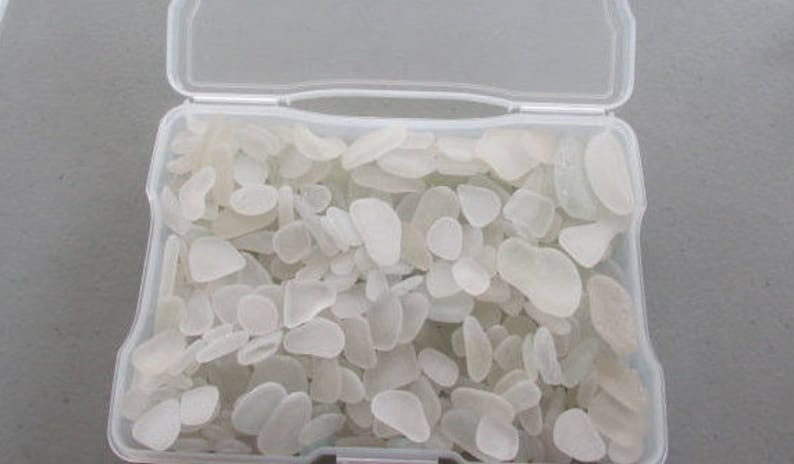 500 Sea shops Glass Bulk for Art Jewelry Supply, White Seaglass Lot Beach Glass, Small Medium Large