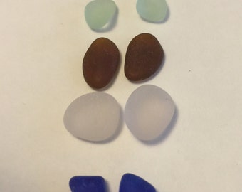 Spring Sale Genuine Pairs Sea Glass Top Drilled Earrings Sets, Seaglass Lot, Beach Glass Genuine, Jewelry Making Supply