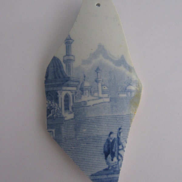 Ceramic sea glass scene beach glass genuine