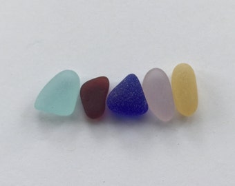 5 Beautiful Sea Glass Jewelry Supply GENUINE - Beach Sea Glass Lot Pieces