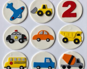 Fondant Cupcake Toppers - Vehicles