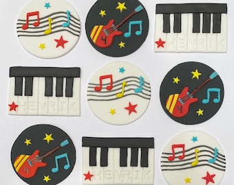 Fondant Cupcake Toppers - Music/Rock N Roll